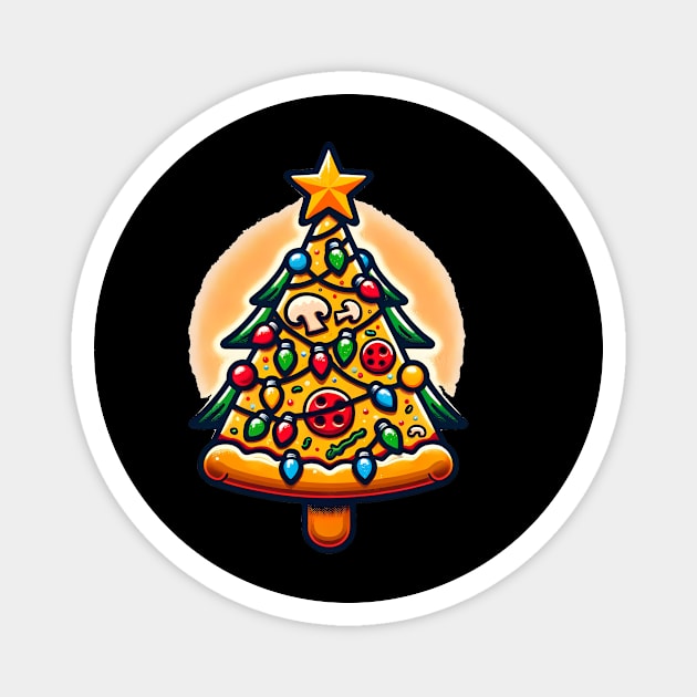 Xmas Tree with Pizza, Funny Pizza Lover Magnet by logiamerch